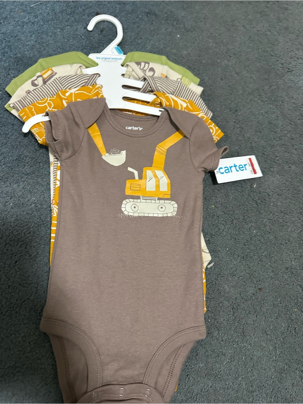 Carter's Brown Bodysuit with Yellow Excavator Print